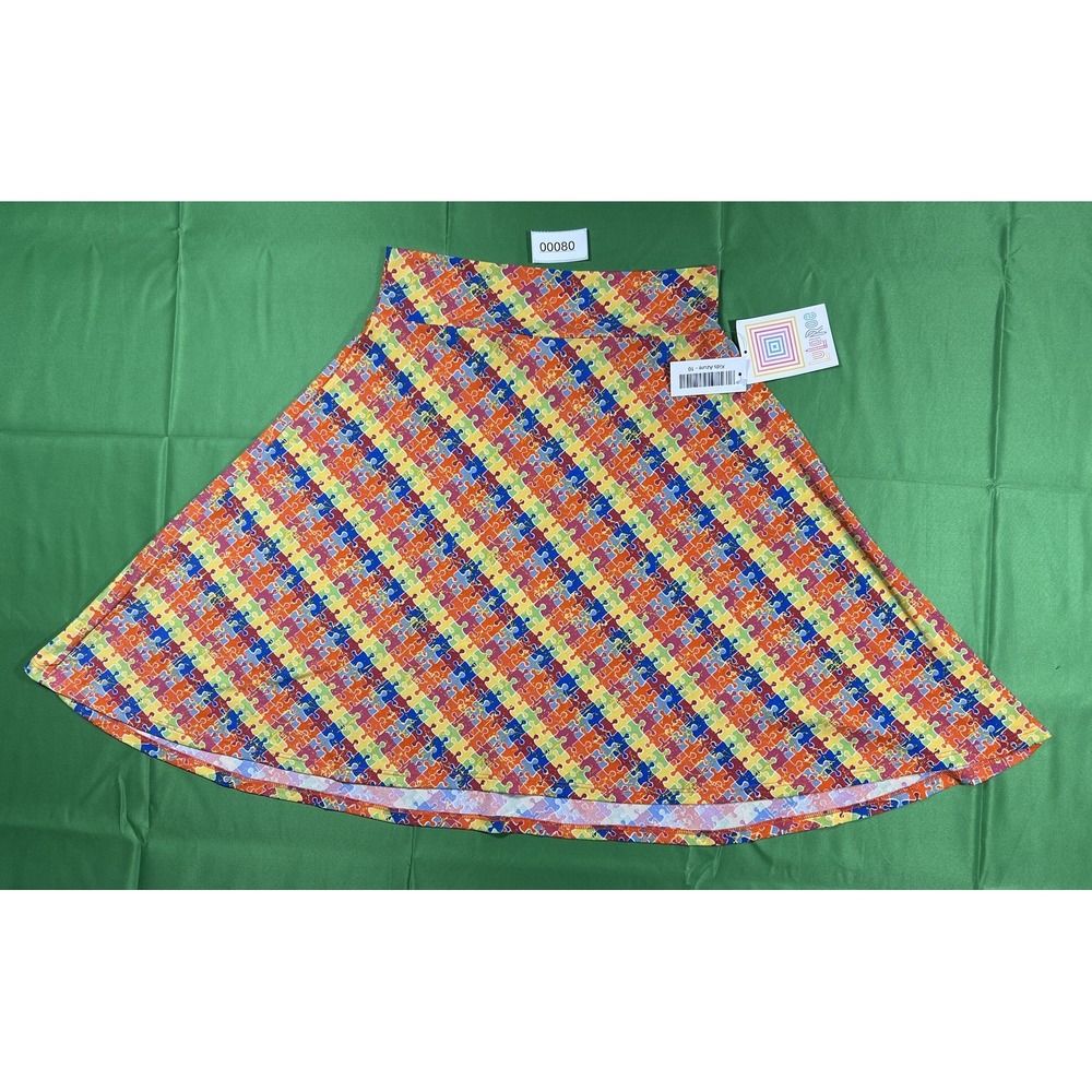LuLaRoe Kids Azure A-Line Skirt Autism Awareness Puzzle Piece Print NWT Size 10